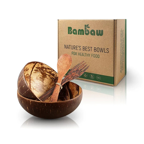 Bambaw Kokosnuss-Schssel Set, inkl. Besteck