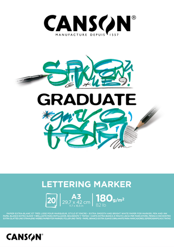 CANSON Graduate Lettering Marker A3 31250P027 20 Blatt, weiss, 180g