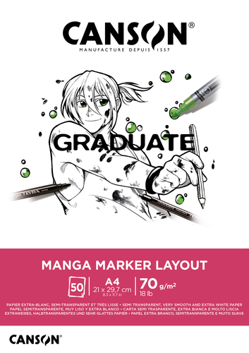 CANSON Graduate Manga Marker A4 31250P024 50 Blatt, weiss, 70g