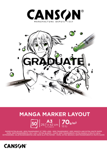 CANSON Graduate Manga Marker A3 31250P025 50 Blatt, weiss, 70g