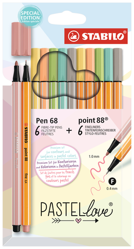 STABILO Pen 68 & Point 88 0.4mm 6888/12-7-7 Pastellove 12 Stck