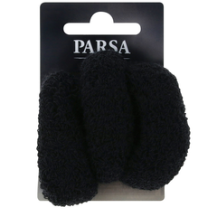 Parsa Zopfhalter gross, dick, Frottee, schwarz 3 Stk.