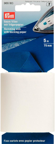 Prym Saumvlies Trgerpapier, weiss 75 mm, Karte 5 m, aufbgelbar