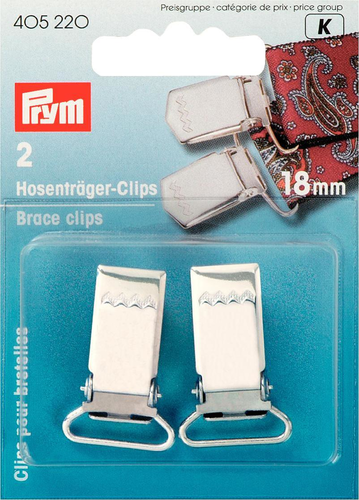 Prym Hosentrger-Clips, silber 18 mm, Karte 2 Stk., Stahl