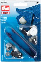 Prym Jeansknopf glatt, silber 17 mm, Karte 8 Stk.