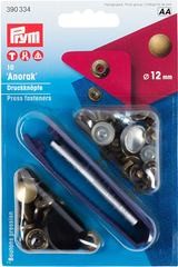 Prym Druckknopf Anorak, altmessing 12 mm, Karte 10 Stk.