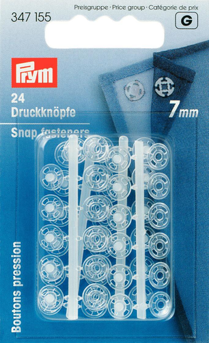 Prym Annhdruckknopf, transparent 7 mm, Karte 24 Stk.