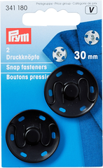 Prym Annähdruckknopf, schwarz 30 mm, 2 Stk., Messing