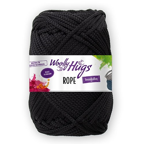 Woolly Hugs Rope, schwarz 200 g, 140 m, 100 % PES