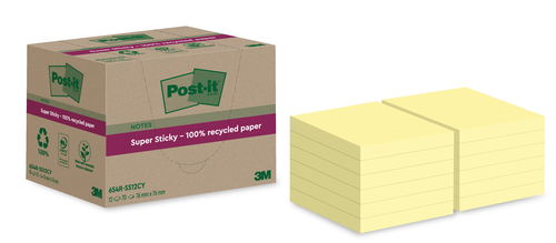 POST-IT SuperSticky Notes 76x76mm 654 RSS12CY Recycling,gelb 12x70 Blatt