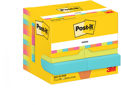 POST-IT Notes Poptimistic 51x38mm 653-12-POP 4-farbig 12x100 Blatt