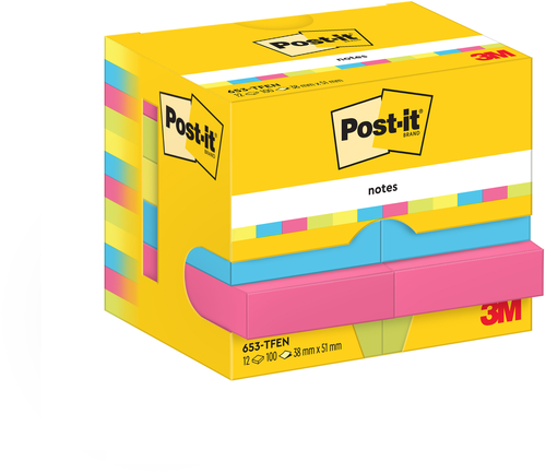 POST-IT Notes Energetic 51x38mm 653-TFEN 4-farbig 12x100 Blatt