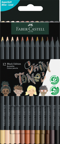 FABER-CASTELL Farbstifte Black Edition 116414 Skin Tones 12er Etui