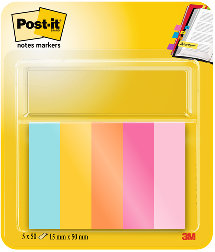 POST-IT Page Marker 15mmx50mm 670-5-BEA 5 Farben 5x50 Streifen
