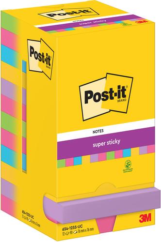POST-IT Super Sticky Notes 76x76mm 654SSCARNP84 5-farbig 12x90 Blatt