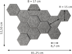 APOLLO Akustik-Waben 17x15cm VAWB15/5 grau 12 Stück
