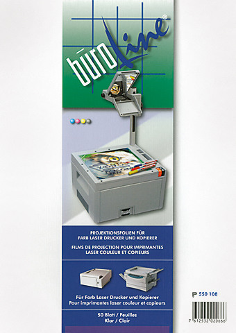 BROLINE Projektionsfolie OHP A4 550108 Farblaser Drucker 100 Blatt