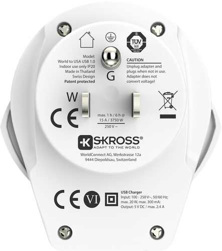 SKROSS Country Travel Adapter 1.500268 World to USA with USB