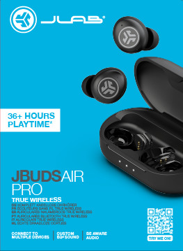 JLAB JBuds Air Pro IEUEBJBAIRPRORBLK82 True Wireless, Black