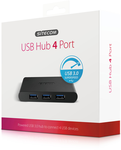 SITECOM USB 3.0 Hub 4 Port CN-083 Incl. Power adapter