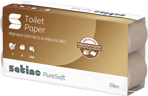 SATINO Toilettenpapier PureSoft 628528 3-lagig, 8 Rollen  250 Blatt