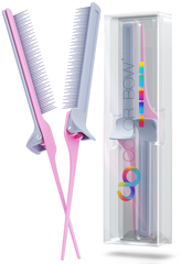 ColorBow Rat Tail Clip Comb Pink/Grey 2 Stk.