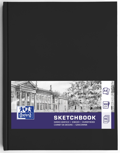 OXFORD Skizzenbuch A4 400152623 schwarz, blanco, 100g 96 Blatt