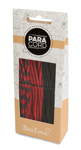 BeaLena Paracord Set, rot / schwarz / rot-schwarz 4 mm, Set 3 x 2.6 m in Box, 100 % PES