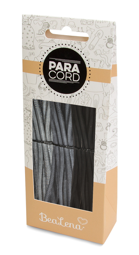 BeaLena Paracord Set, grau / dunkelgrau / schwarz 4 mm, Set 3 x 2.6 m in Box, 100 % PES