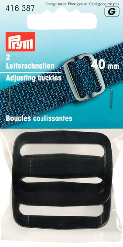 Prym Leiterschnallen, schwarz 40 mm, Karte 2 Stk., Kunststoff