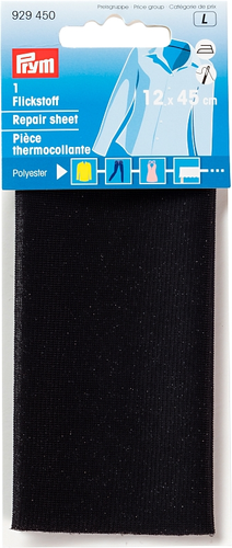 Prym Flickstoff, schwarz 12 x 45 cm, Karte, aufbgelbar, Polyester