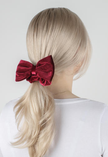 Trisa Fashion Samtscrunchie und Samtmasche auf Haarclip 15 cm burgund