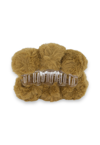 Trisa Fashion Fake Fur Haarklammer mit Pommeln 13 cm braun