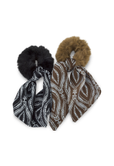 Trisa Fashion Fake Fur Scrunchie mit Satin 8 cm schwarz...