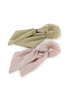 Trisa Fashion Fake Fur Scrunchie mit Satin 8 cm rosa und beige