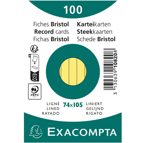 EXACOMPTA Karteikarten A7 liniert 10820SE gelb 100 Stck