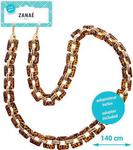ZANA Phone Necklace Golden Fire 17445 Leopard & Gold animal print