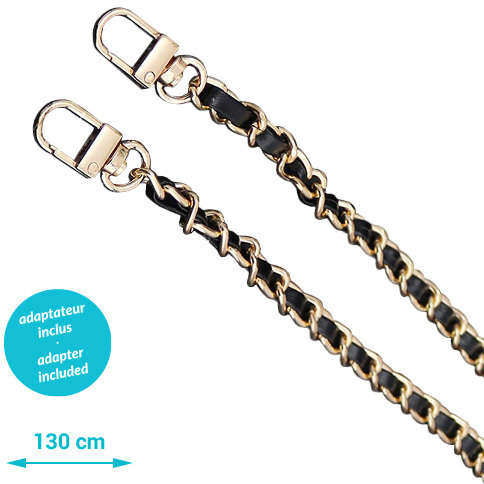 ZANA Phone Necklace Leather 18310 Gold & Chain black / gold