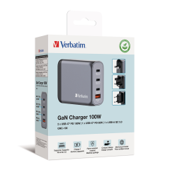 VERBATIM Charger 100W GaN grey 32202 3xUSB-C 1xUSB-A...