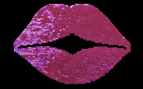 Magical Sequins Applikation Lovely Kiss 21 x 14 cm, pink/schwarz, col. 0