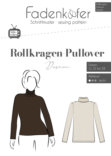 Fadenkfer Papierschnittmuster Rollkragen-Pullover A4, Damen