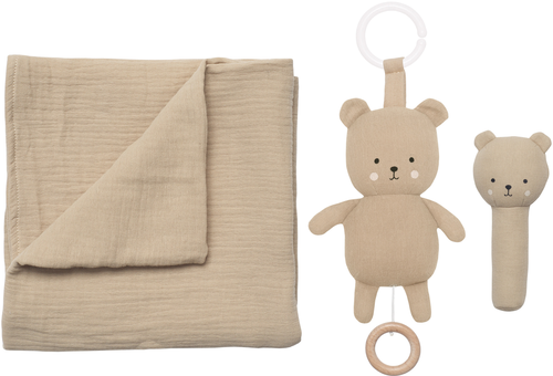 JABADABADO Geschenkset Teddy in Decke S1022 beige, 3-teilig