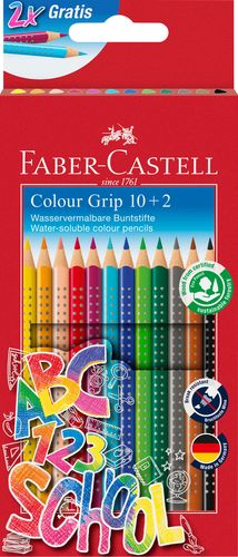 FABER-CASTELL Farbstift Colour Grip 201585 Back to school Promoetui 10+2