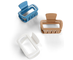 Trisa Fashion Eckige Haarklemmen Weiss, Blau und Beige