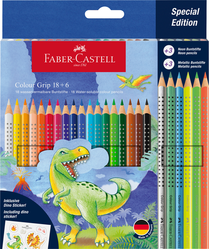 FABER-CASTELL Farbstifte Colour Grip 201546 Dino 18+6 Stck