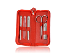 Rubis Manikür Set 5-teilig im Lederetui, Inox,rot