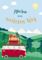 ABC Abschiedskarte DE A4 54010 Bus mit Koffer