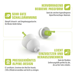 Alpine Sleepsoft, Gehörschutzstöpsel, mit Euroloch