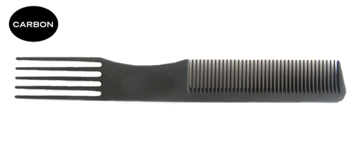Carbon Toupier- und Gabelkamm, schwarz, 19 cm