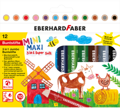 EBERHARD FABER Farbstift Jumbo MiniMaxi 3in1 518912 12...